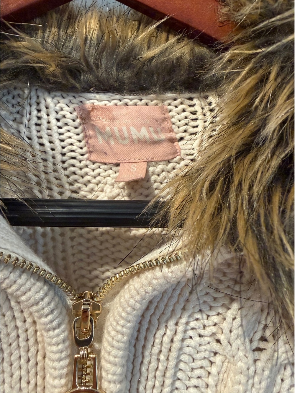 SHOW ME YOUR MUMU Sun Valley Faux Fur Cable Knit Pullover - Picture 6 of 8